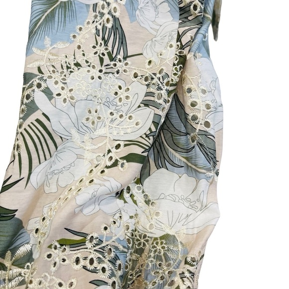 Gianni Bini NWT Tinsley Eyelet Palm Print Long Sleeve Cut-out Dress Moss - Picture 6 of 11